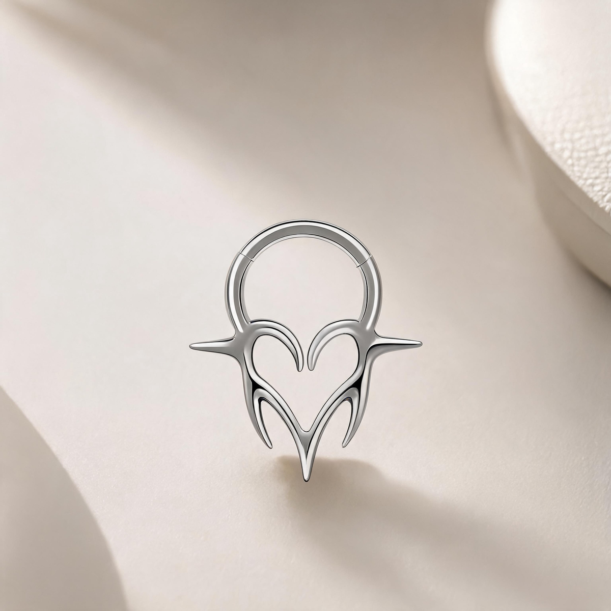 Titanium Winged Heart Septum Ring | Clicker Nose Jewelry