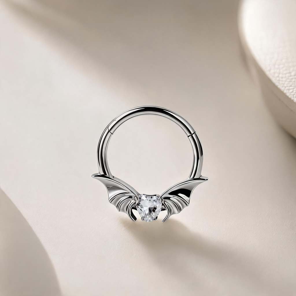 Titanium Bat Wing Nose Ring Hoop & Ear Clip | Clicker