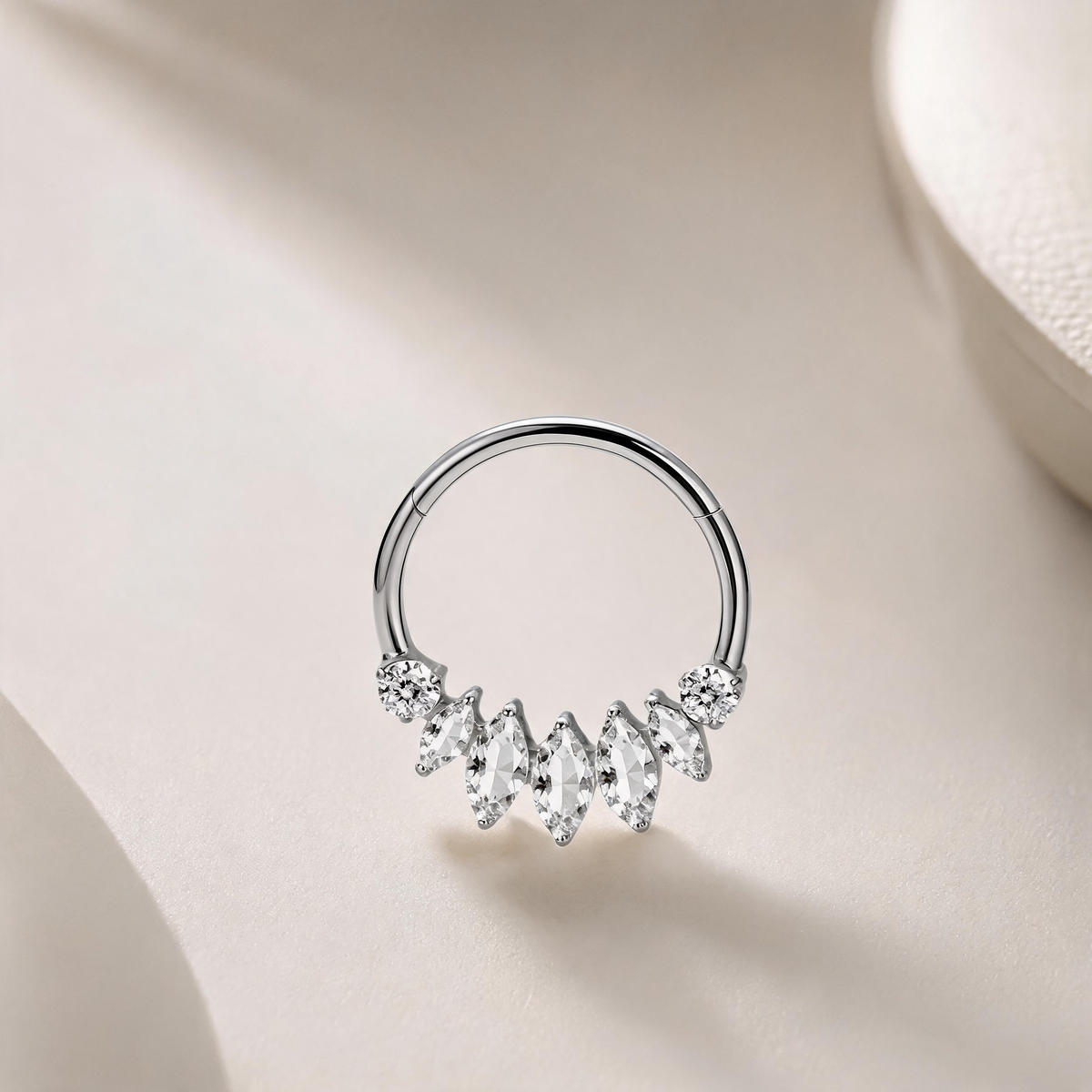 Titanium Marquise Fan Nose Hoop & Ear Clip | Clicker