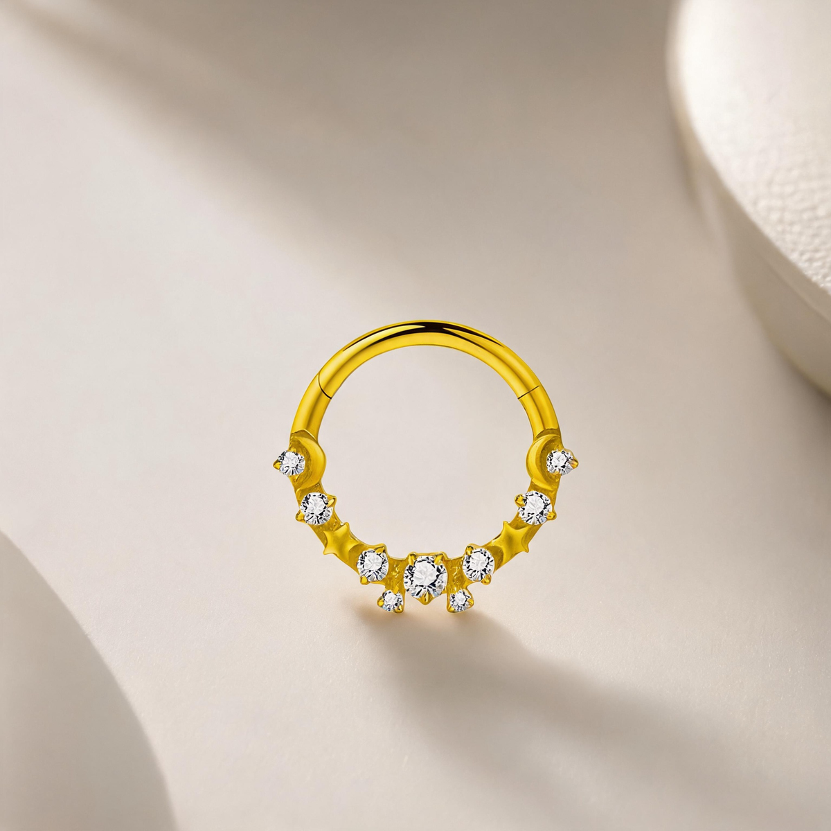 Titanium Dangling Drop Stone Nose Hoop & Ear Clip | Clicker