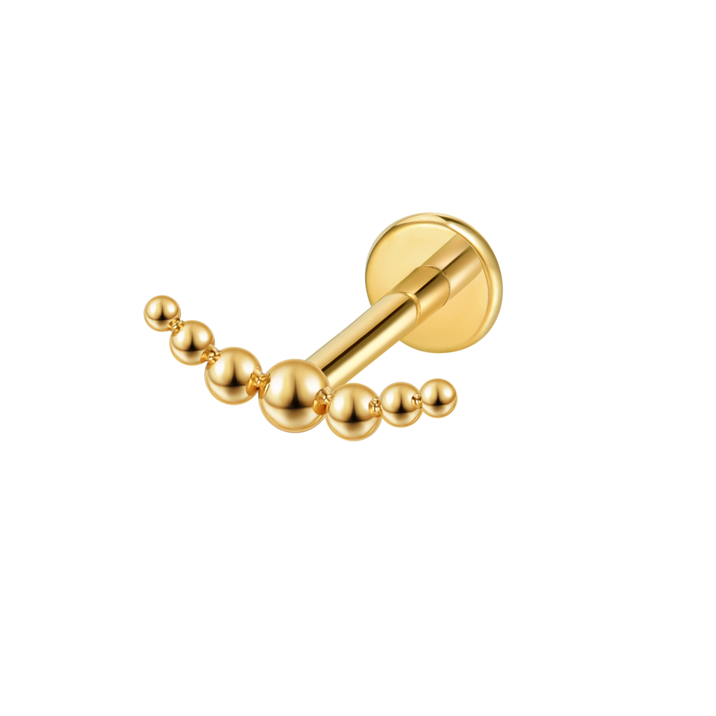 Titan Labret Piercing mit geschwungener Perlenreihe