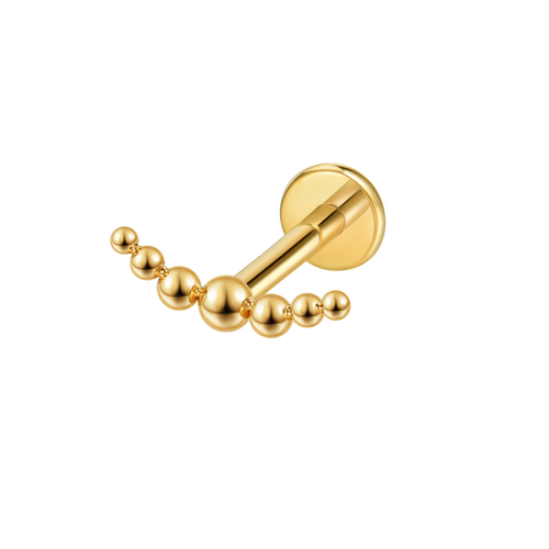 Titan Labret Piercing mit geschwungener Perlenreihe