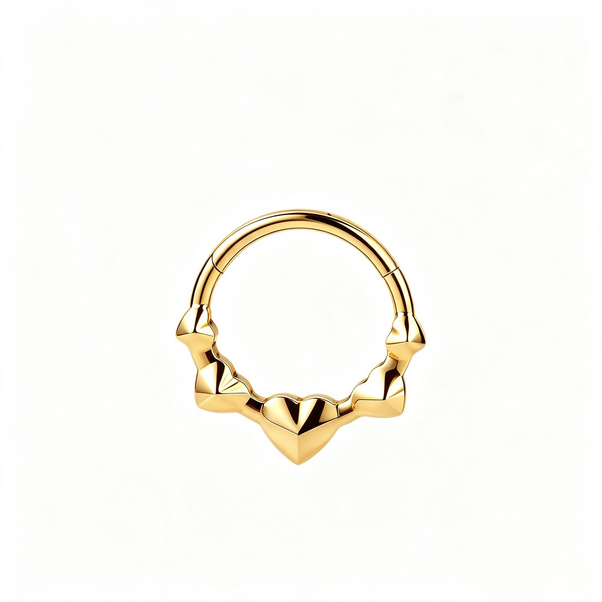Titanium Faceted Heart Septum Ring | Clicker Nose Jewelry