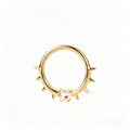 Titanium Heart Stone Nose Ring Hoop & Ear Clip | Clicker