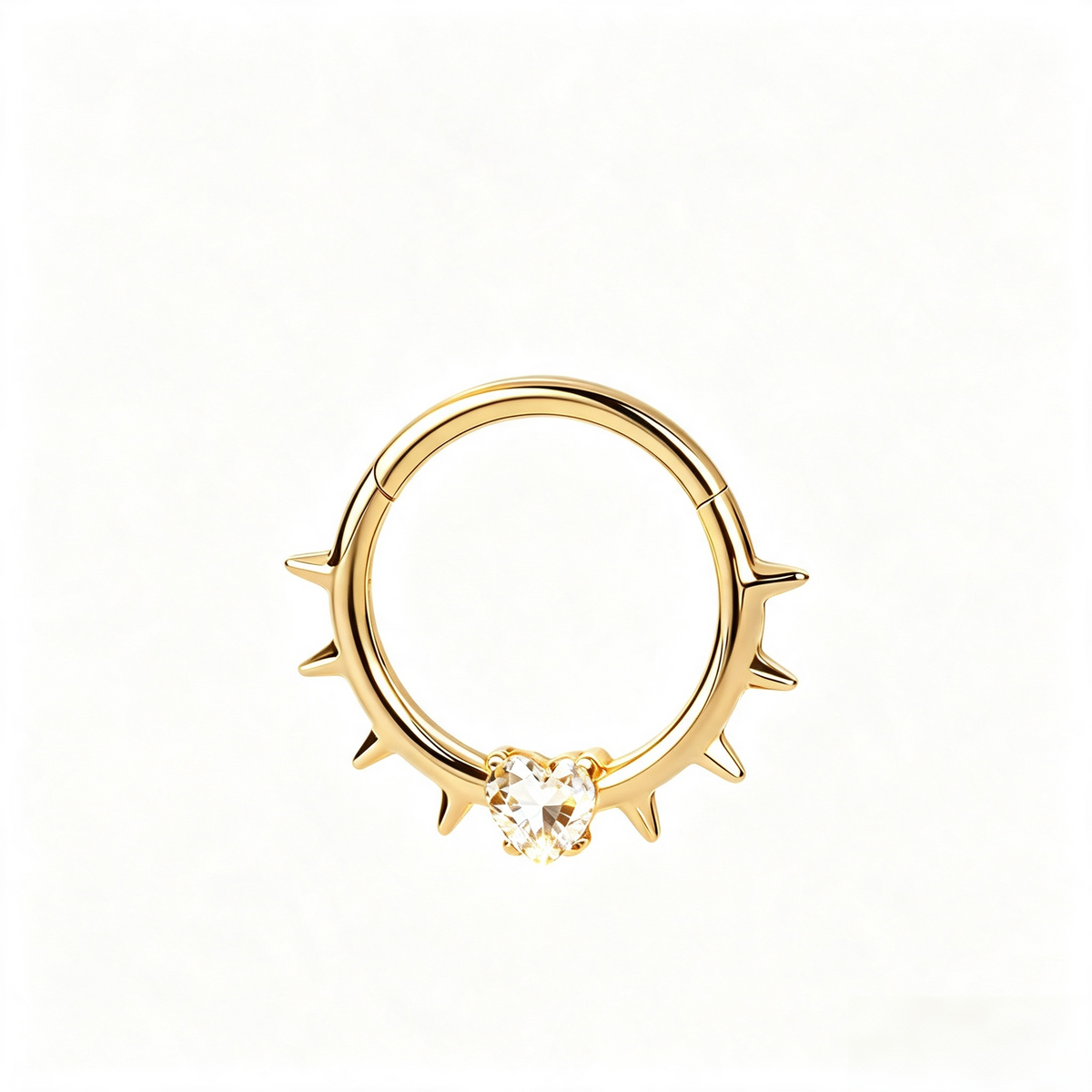 Titanium Heart Stone Nose Ring Hoop & Ear Clip | Clicker