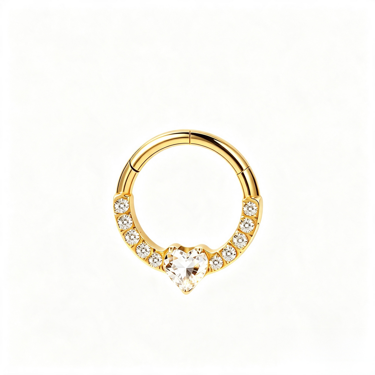 Titanium Heart Centre Stone Nose Hoop & Ear Clip | Clicker
