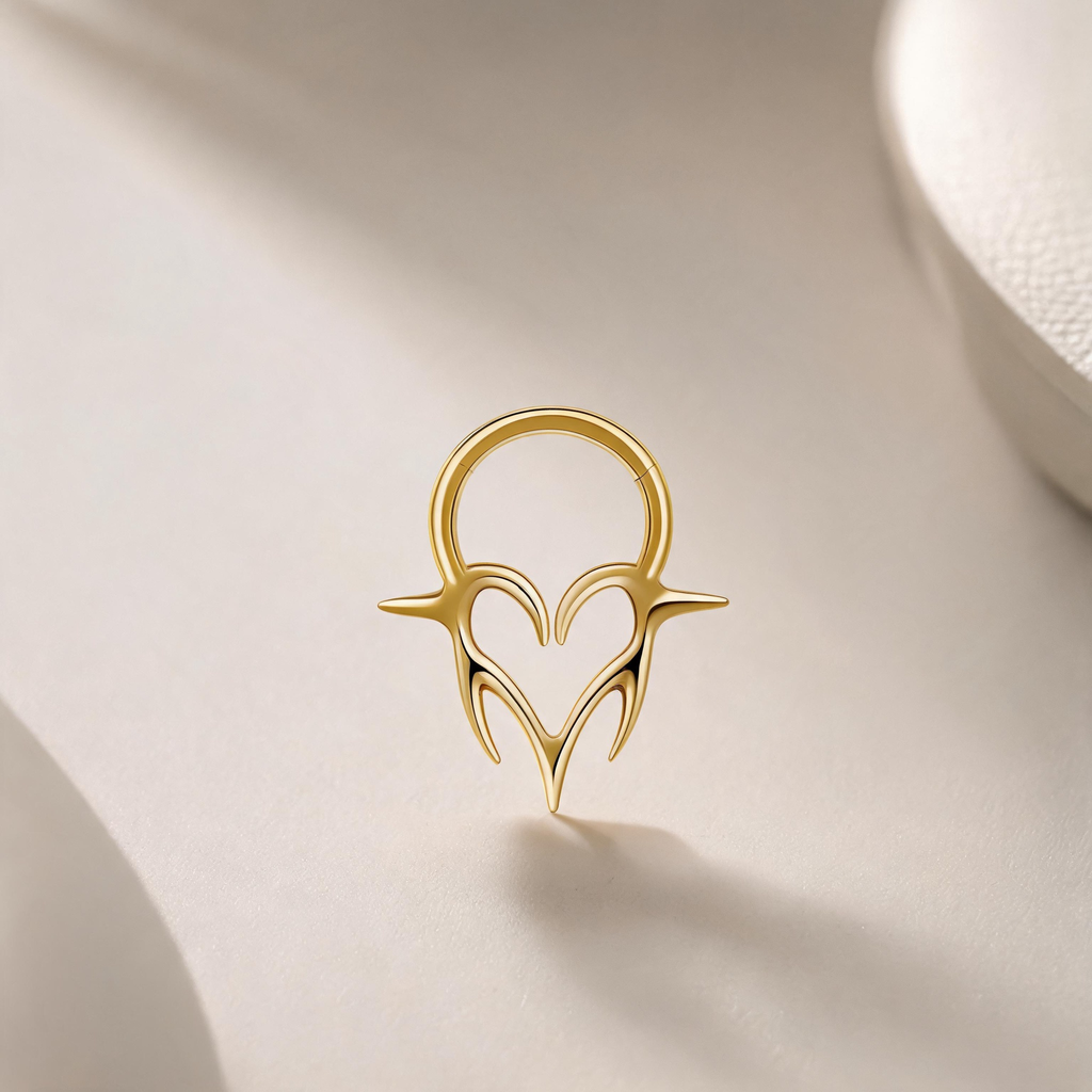 Titanium Winged Heart Septum Ring | Clicker Nose Jewelry