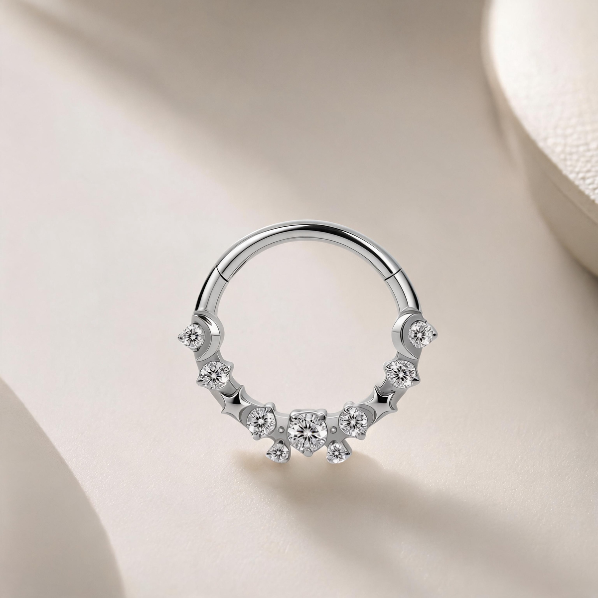 Titanium Dangling Drop Stone Nose Hoop & Ear Clip | Clicker