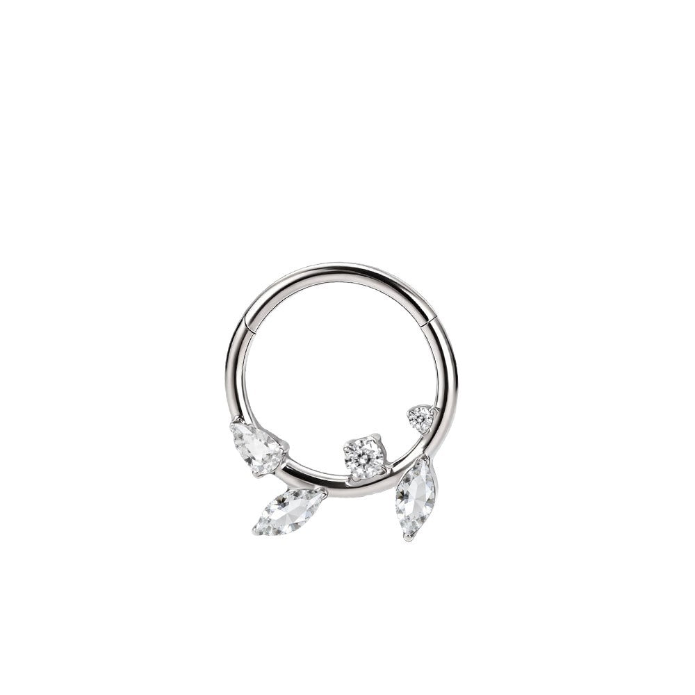 Titanium Septum Ring | Marquise Stone Clicker Nose Jewelry