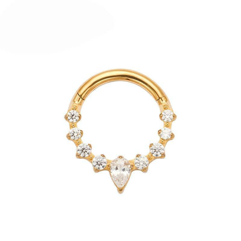 Titanium Pear Stone Nose Hoop & Ear Clip | Clicker
