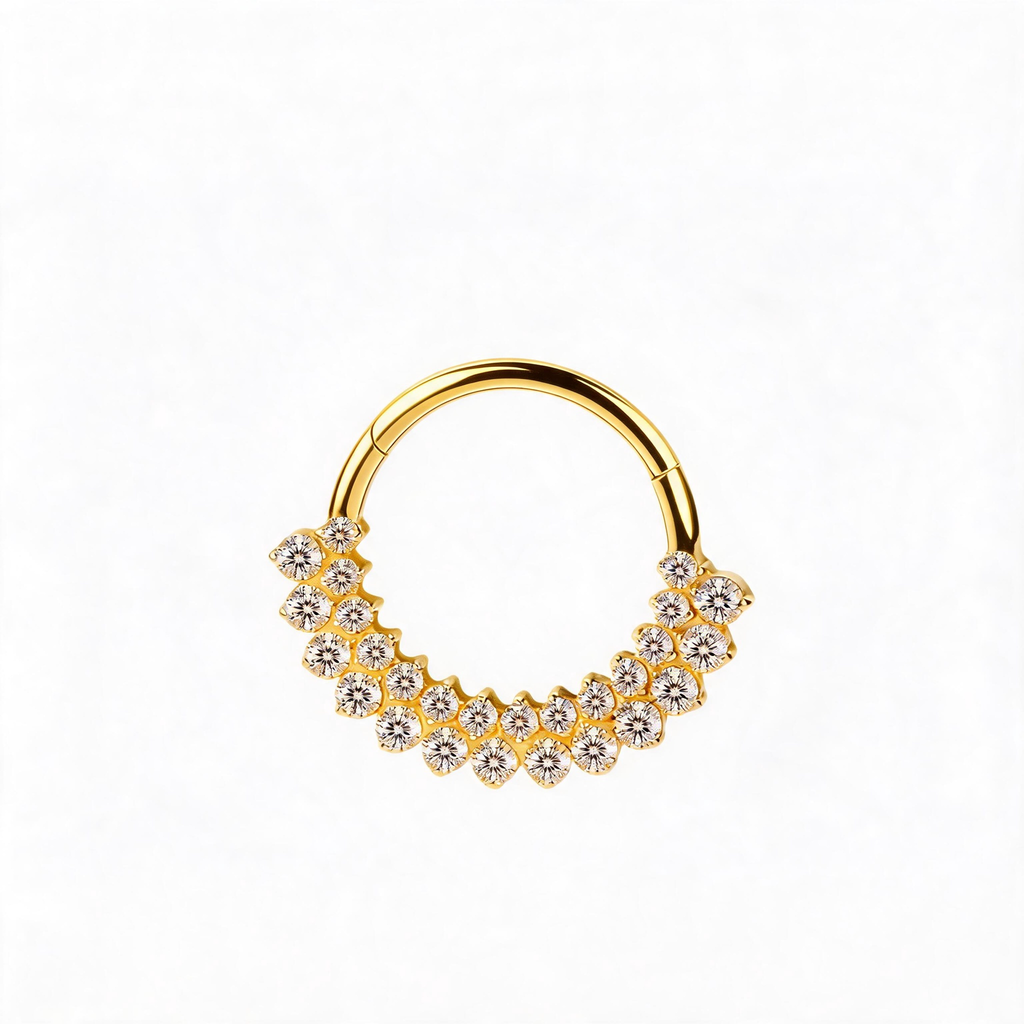 Titanium Double Row Stone Nose Hoop & Ear Clip | Clicker