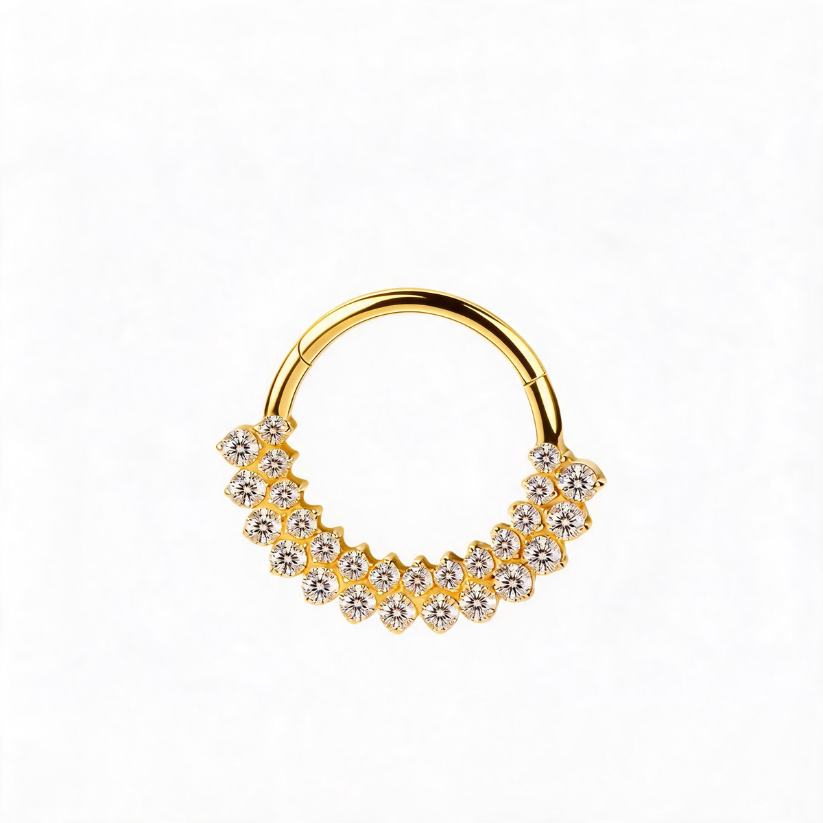 Titanium Double Row Stone Nose Hoop & Ear Clip | Clicker