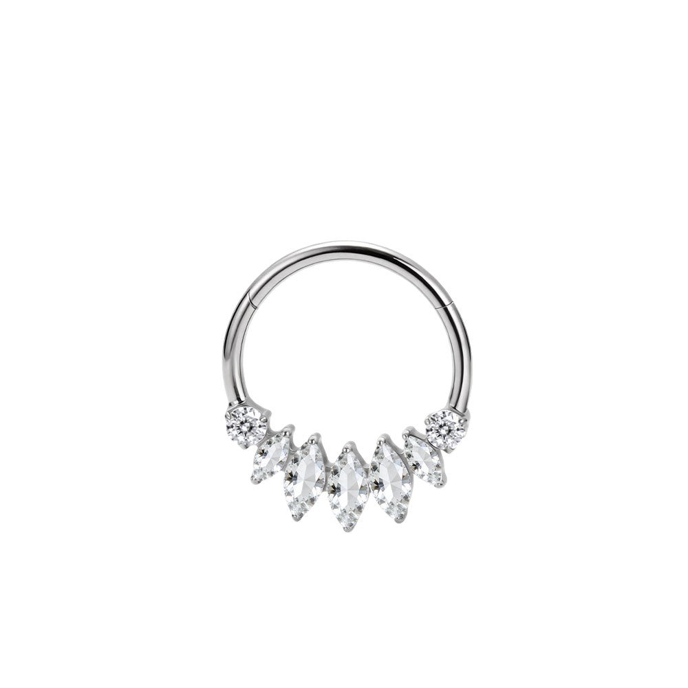 Titanium Marquise Fan Nose Hoop & Ear Clip | Clicker