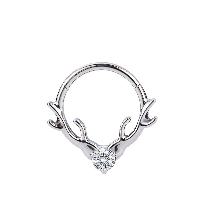 Titanium Antler Branch Nose Ring Hoop & Ear Clip | Clicker