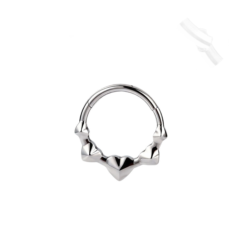 Titanium Faceted Heart Septum Ring | Clicker Nose Jewelry