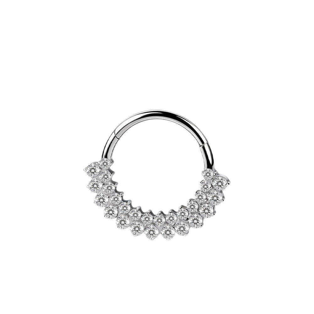 Titanium Double Row Stone Nose Hoop & Ear Clip | Clicker