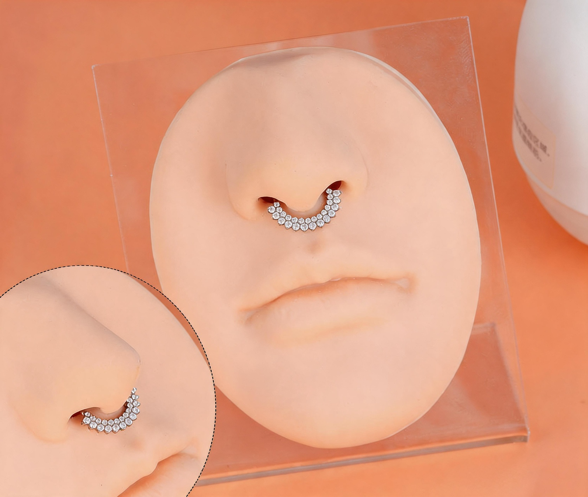 Titanium Double Row Stone Nose Hoop & Ear Clip | Clicker