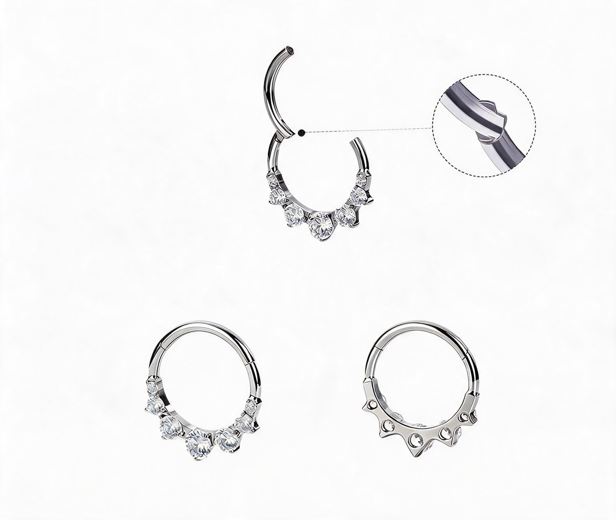 Titanium Graduated Stone Nose Hoop & Ear Clip | Clicker