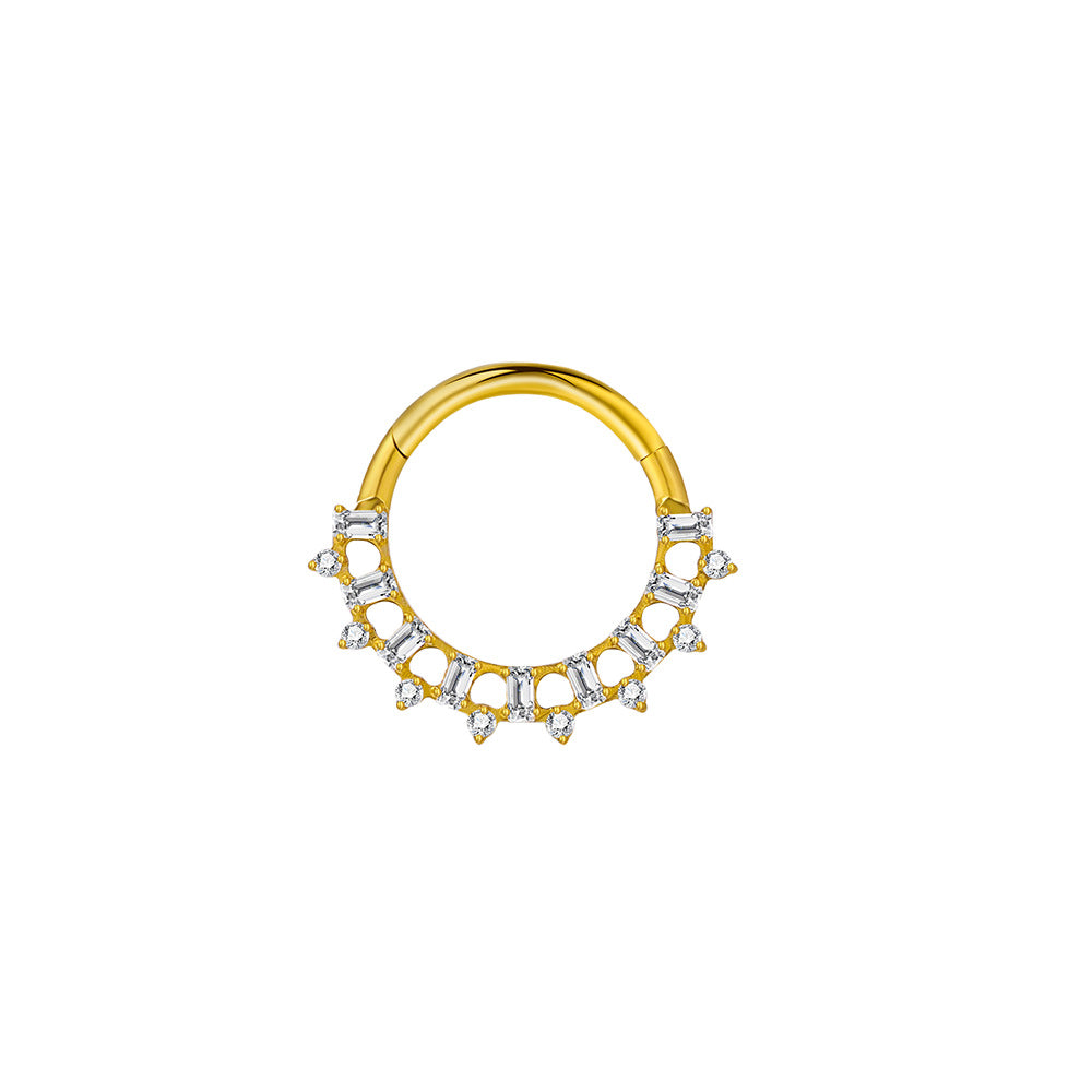 Titanium Baguette Stone Nose Hoop & Ear Clip | Clicker
