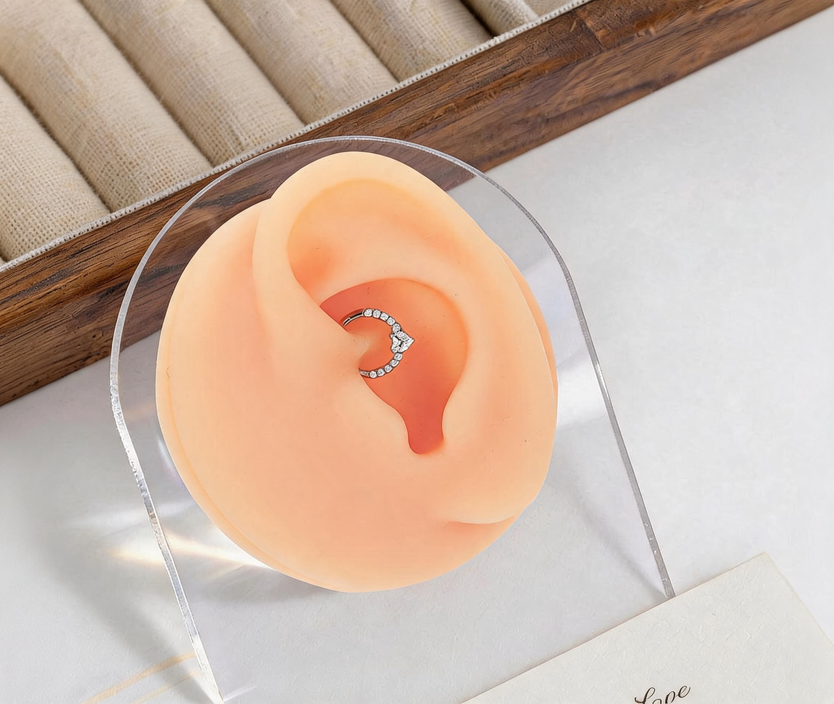 Titanium Heart Centre Stone Nose Hoop & Ear Clip | Clicker