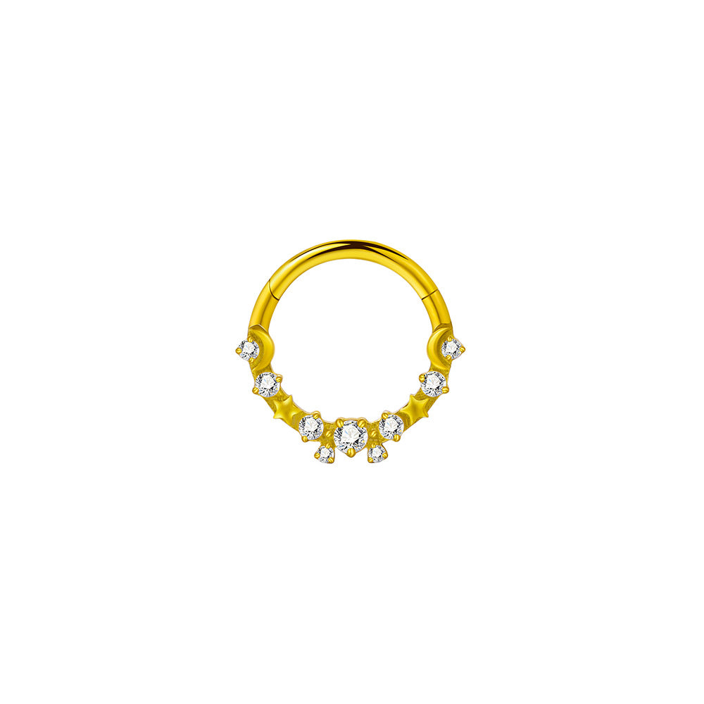 Titanium Dangling Drop Stone Nose Hoop & Ear Clip | Clicker