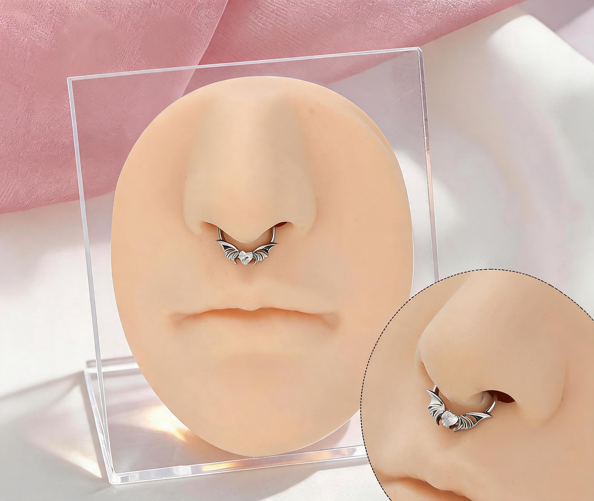 Titanium Bat Wing Nose Ring Hoop & Ear Clip | Clicker