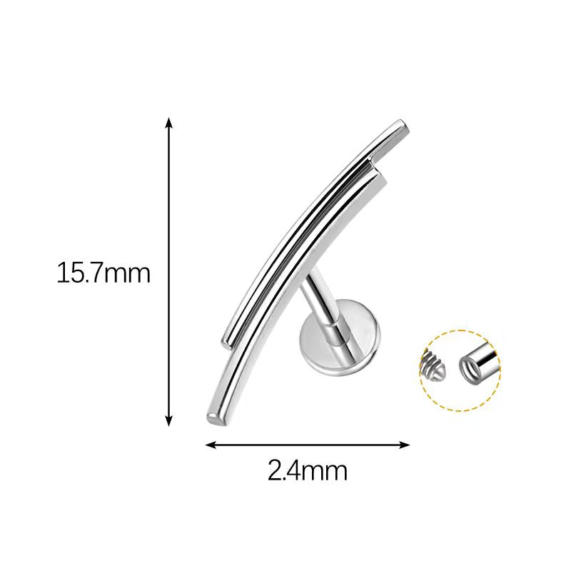 Titan Labret Piercing mit geschwungener Zirkonia-Reihe