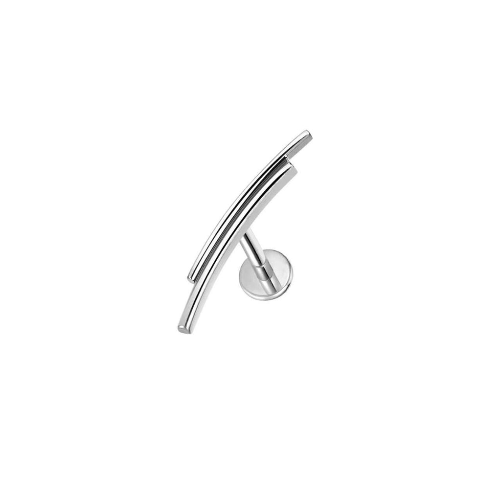 Titan Labret Piercing mit geschwungener Zirkonia-Reihe