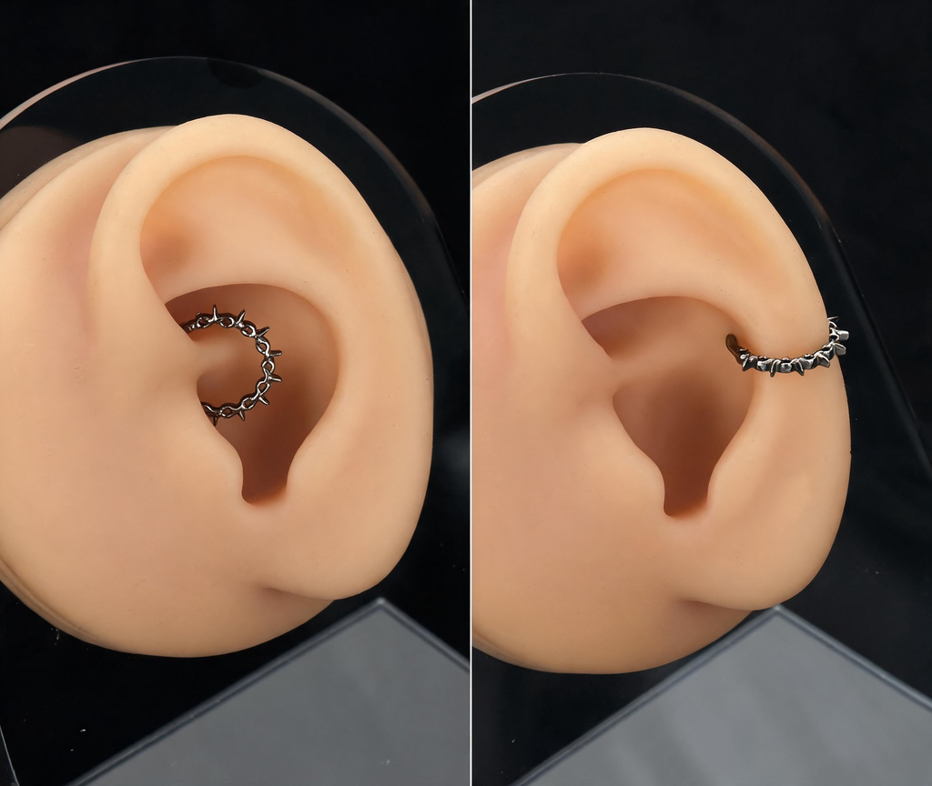 Titanium Spiked Chain Nose Ring Hoop | Hinged Clicker