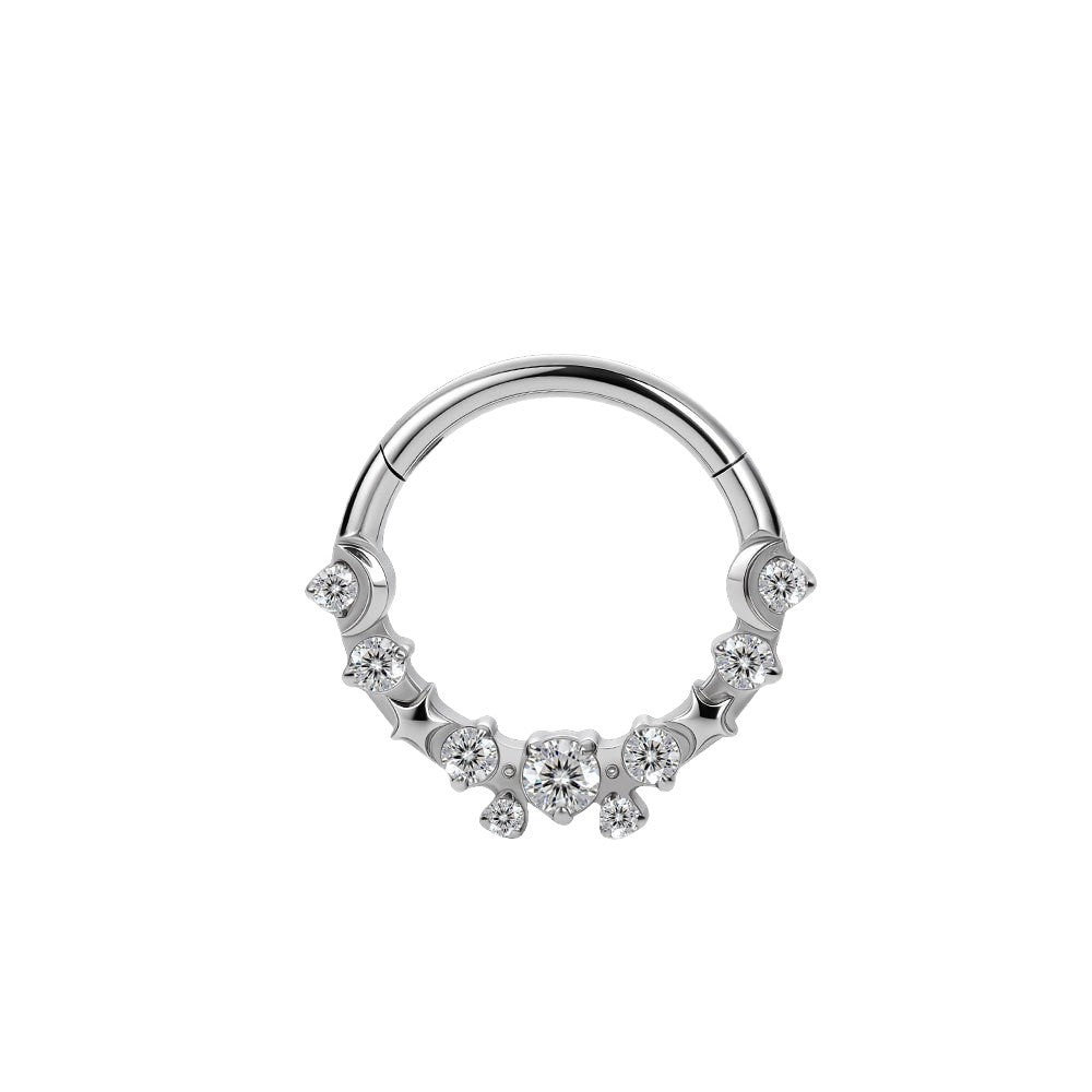 Titanium Dangling Drop Stone Nose Hoop & Ear Clip | Clicker