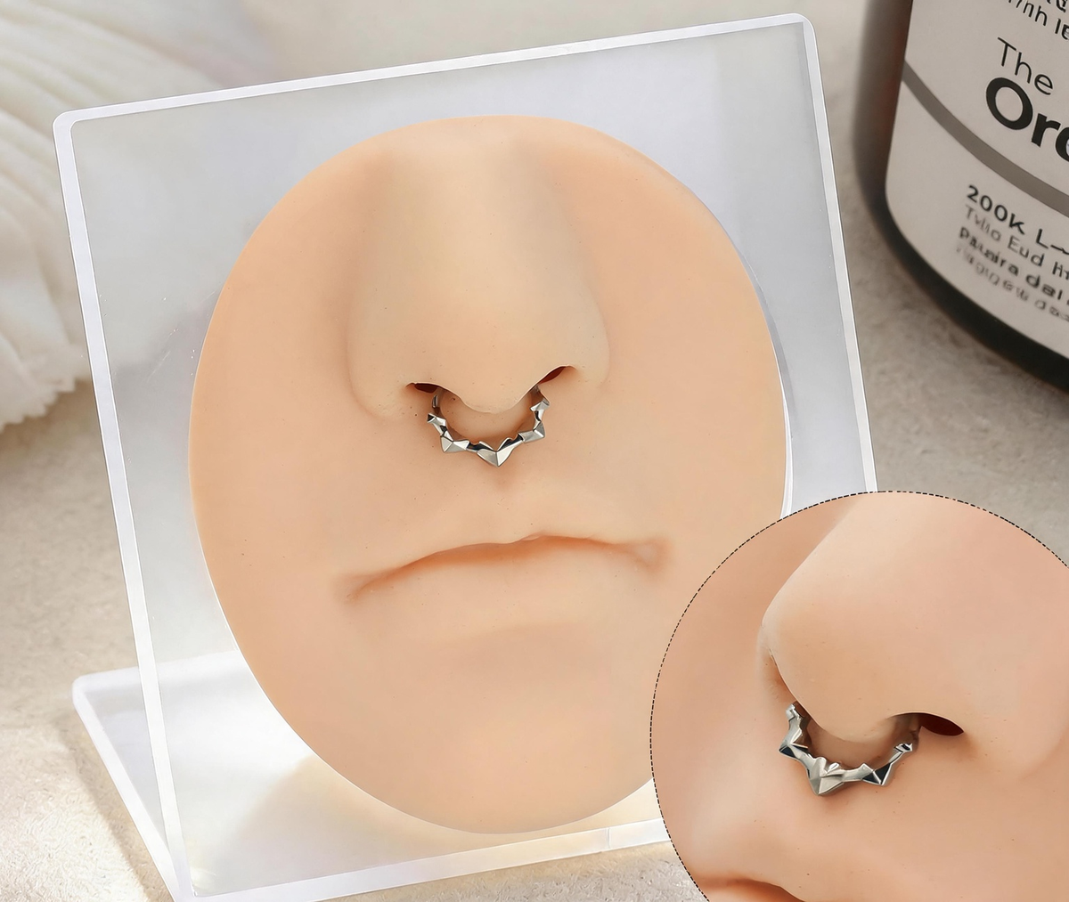 Titanium Faceted Heart Septum Ring | Clicker Nose Jewelry