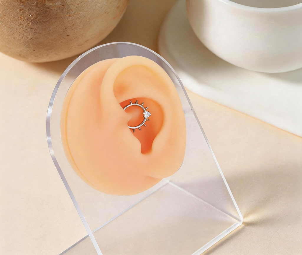 Titanium Heart Stone Nose Ring Hoop & Ear Clip | Clicker