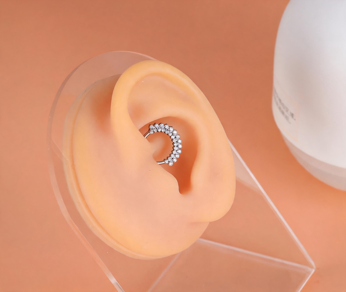 Titanium Double Row Stone Nose Hoop & Ear Clip | Clicker