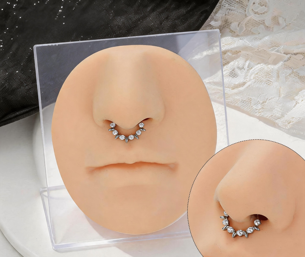 Titanium Leaf Detail Nose Hoop & Ear Clip | Clicker