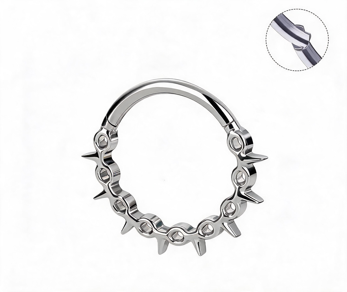 Titanium Spiked Chain Nose Ring Hoop | Hinged Clicker