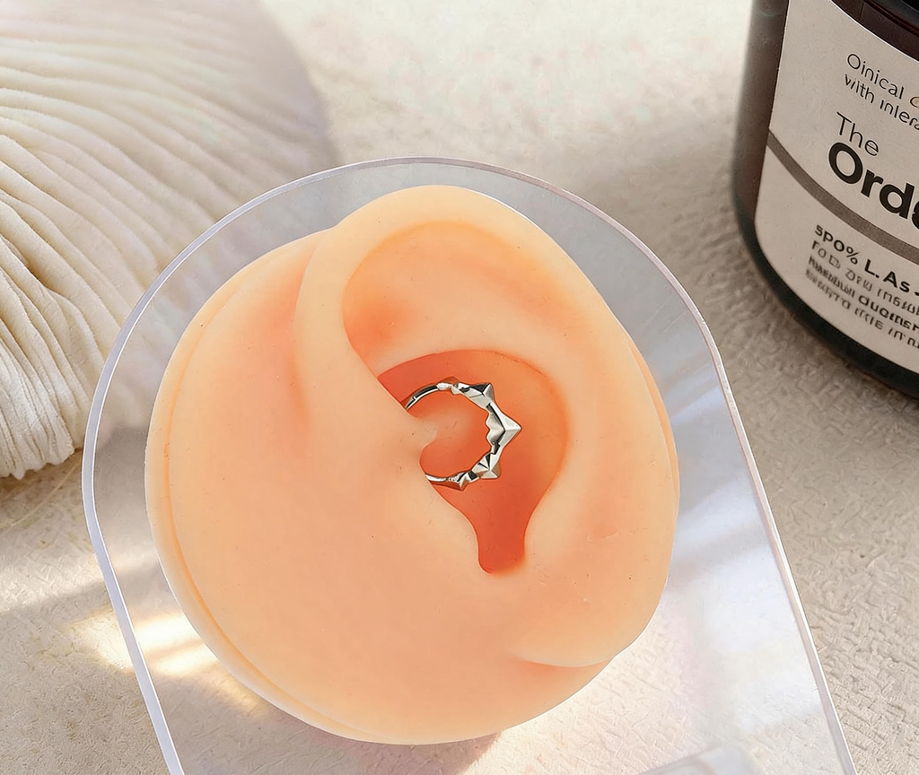 Titanium Faceted Heart Septum Ring | Clicker Nose Jewelry