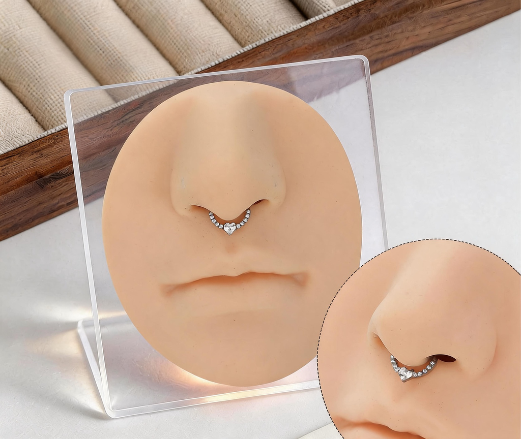 Titanium Heart Centre Stone Nose Hoop & Ear Clip | Clicker