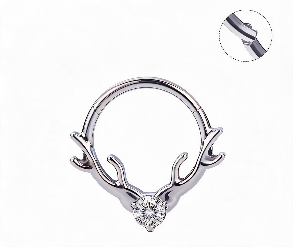 Titanium Antler Branch Nose Ring Hoop & Ear Clip | Clicker