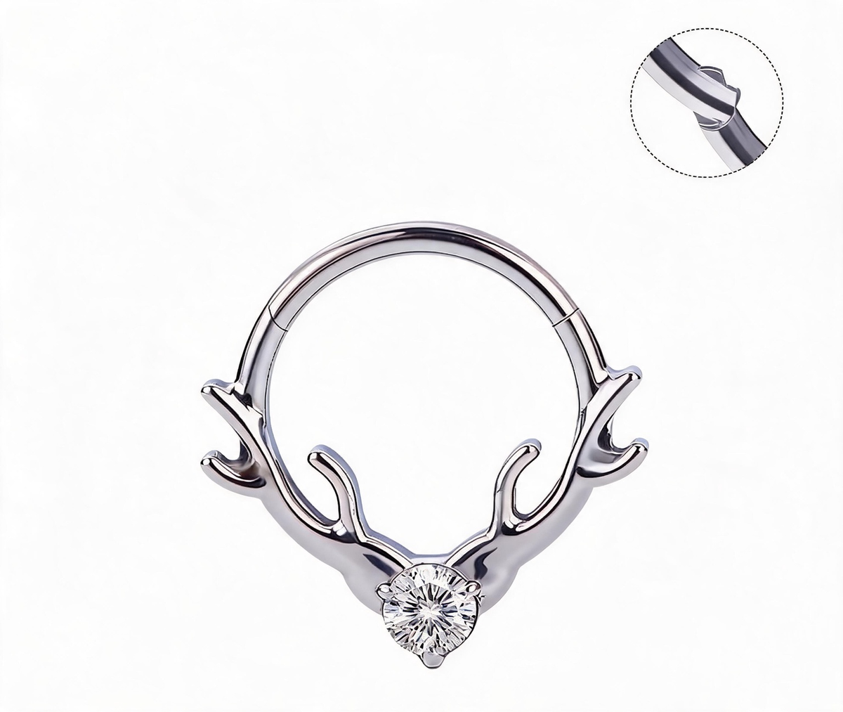 Titanium Antler Branch Nose Ring Hoop & Ear Clip | Clicker