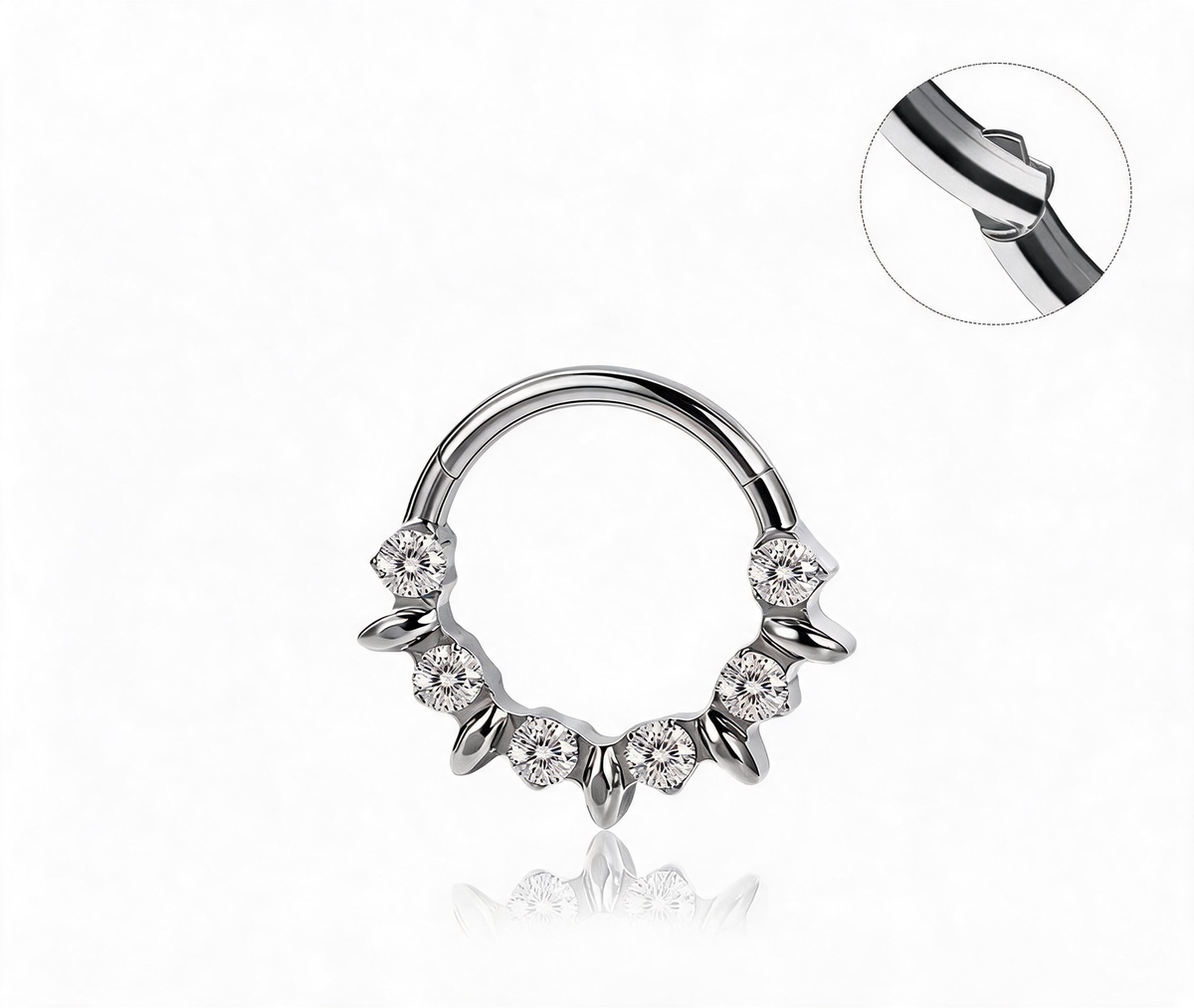 Titanium Leaf Detail Nose Hoop & Ear Clip | Clicker