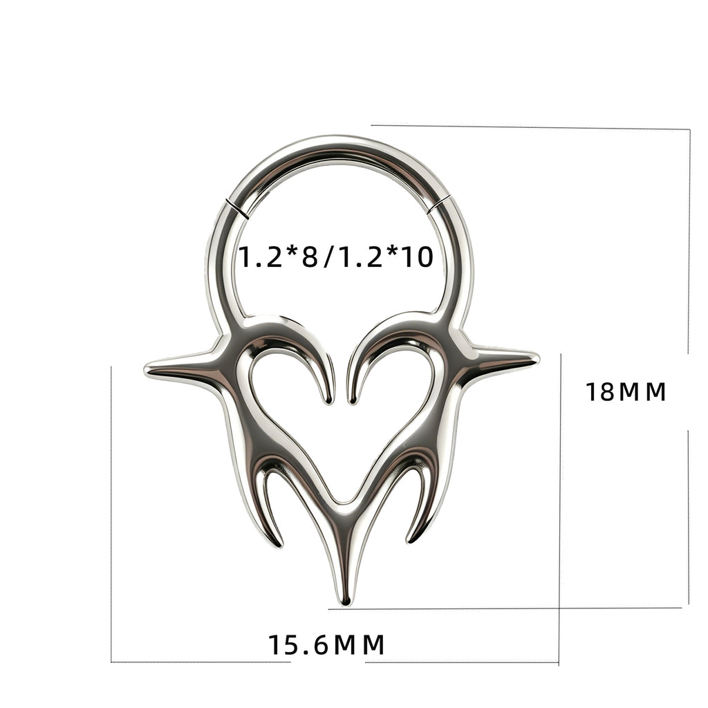 Titanium Winged Heart Septum Ring | Clicker Nose Jewelry