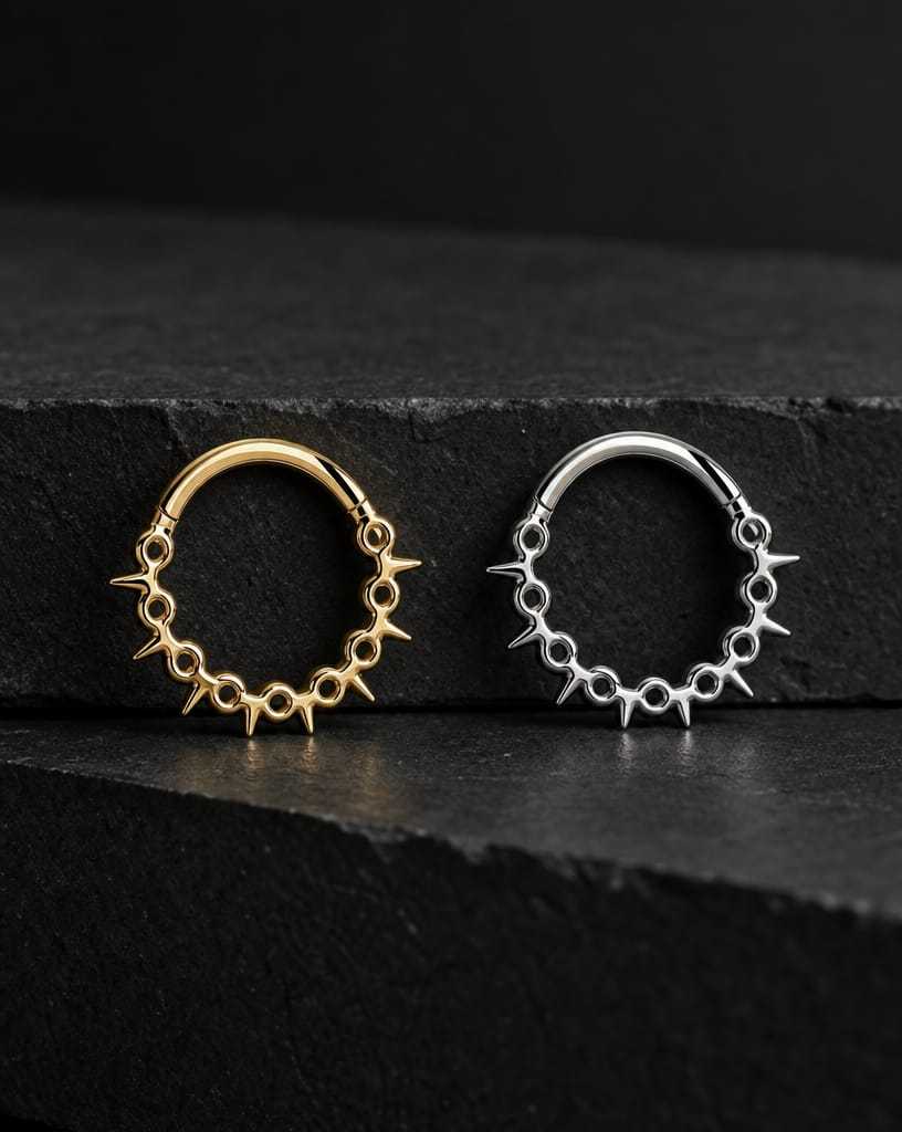 Titanium Spiked Chain Nose Ring Hoop | Hinged Clicker