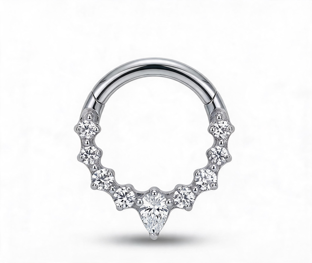 Titanium Pear Stone Nose Hoop & Ear Clip | Clicker
