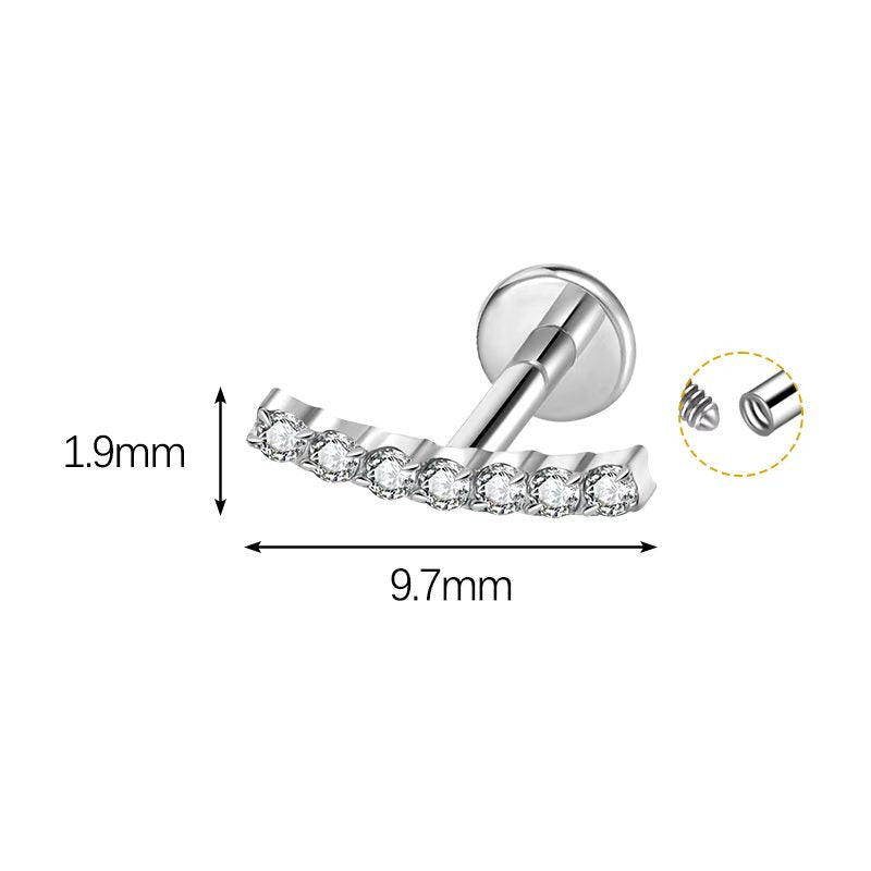 Titan Labret Piercing mit Zirkonia-Blüte
