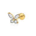 Titan Labret Piercing mit geschwungener Zirkonia-Reihe