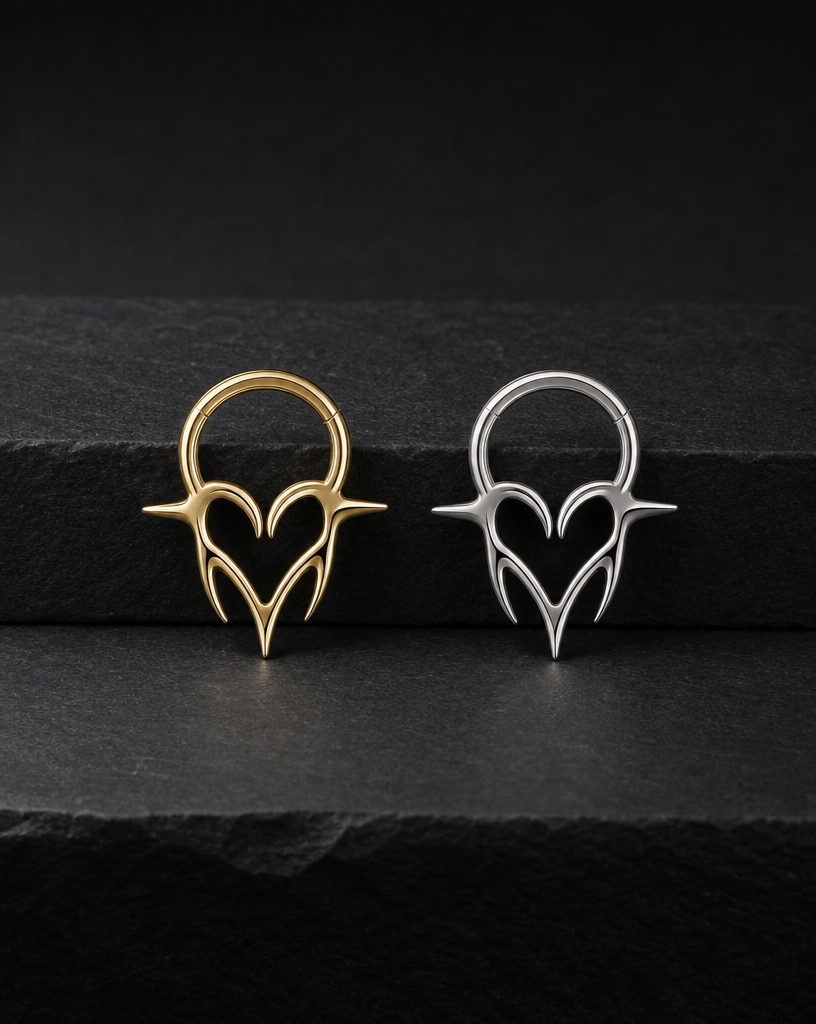 Titanium Winged Heart Septum Ring | Clicker Nose Jewelry