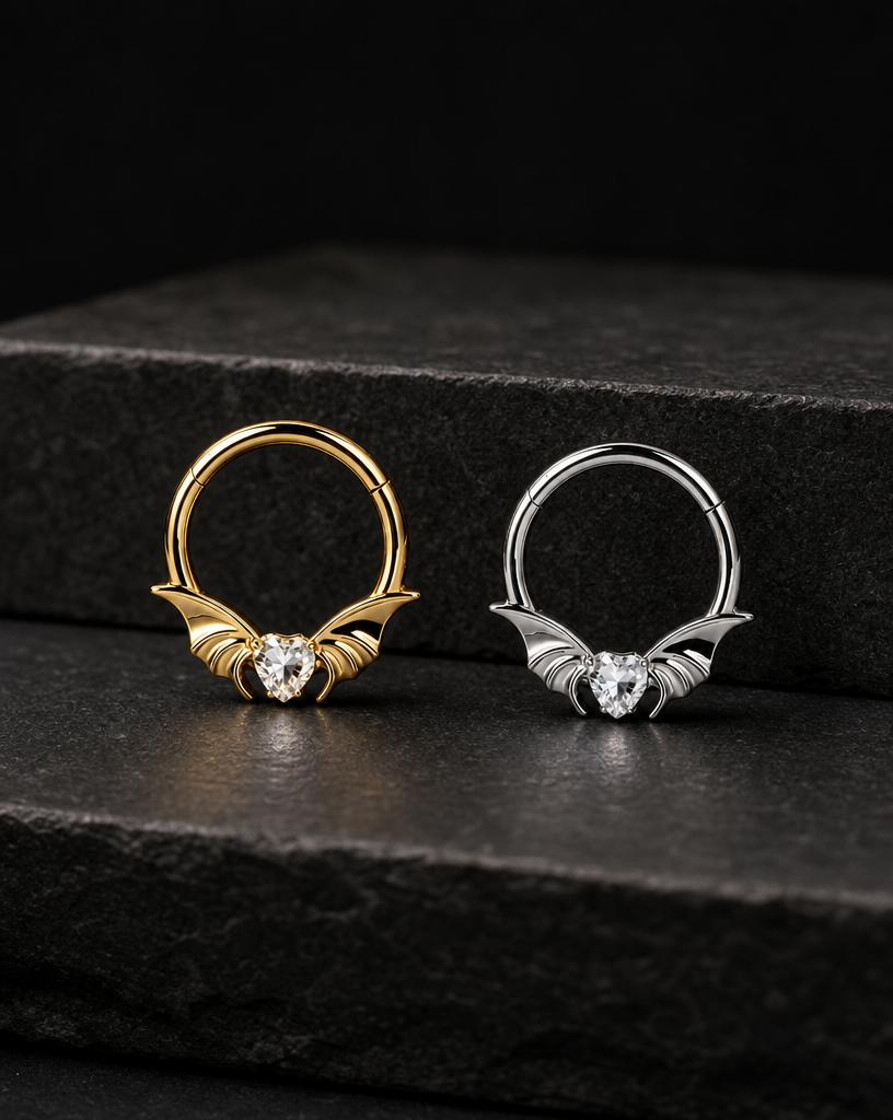 Titanium Bat Wing Nose Ring Hoop & Ear Clip | Clicker