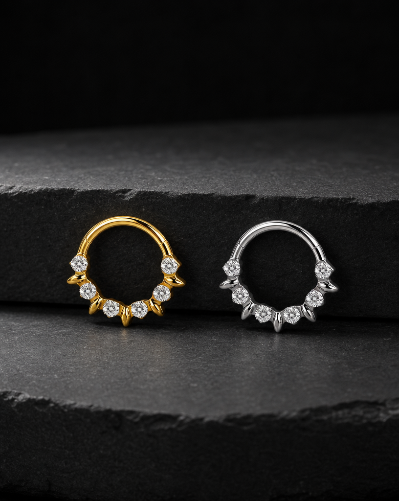 Titanium Leaf Detail Nose Hoop & Ear Clip | Clicker